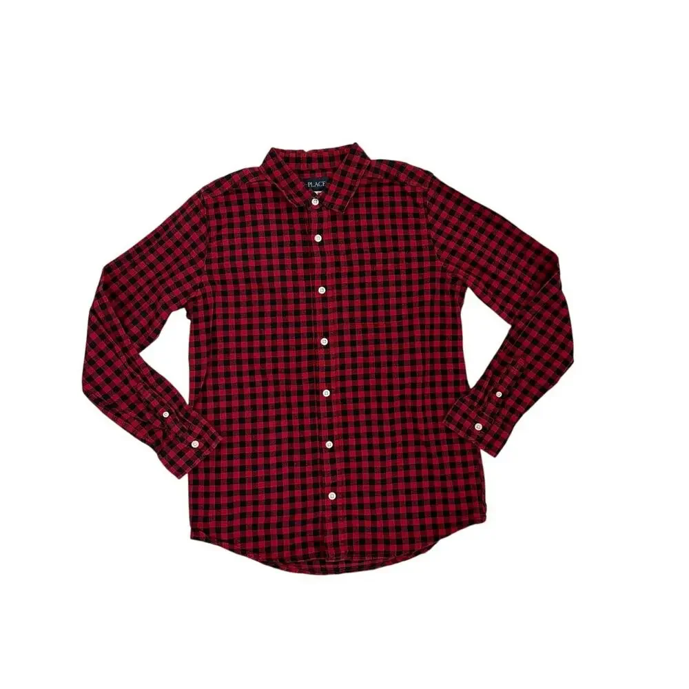 Children's Place Button Down Buffalo Plaid Casual Shirt Size Youth XXL (16) NWT